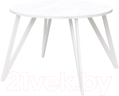 Обеденный стол Millwood Женева 2 Л18 D120 (дуб белый Craft/металл белый) - фото