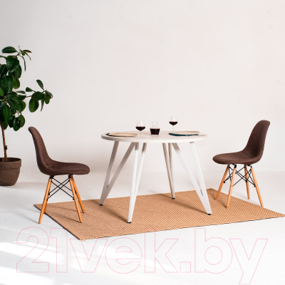 Обеденный стол Millwood Женева 2 Л18 D120 (дуб белый Craft/металл белый)