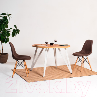 Обеденный стол Millwood Женева 2 Л18 D120 (дуб золотой Craft/металл белый)