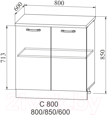Шкаф-стол кухонный ДСВ Тренто С 800 (серый/белый)