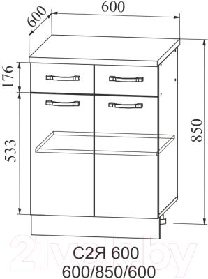 Шкаф-стол кухонный ДСВ Тренто С1ЯШ 600