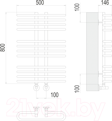 Полотенцесушитель водяной Terminus Сахара П12 500x800