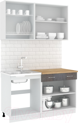 Готовая кухня Кортекс-мебель Корнелия Лира-лайт 1.4м