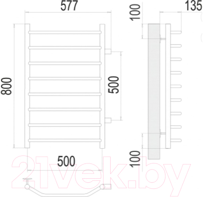 Полотенцесушитель водяной Terminus Виктория П8 500x800 (с боковым подключением 500)