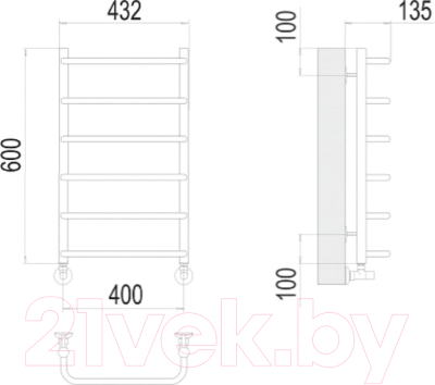 Полотенцесушитель водяной Terminus Стандарт П6 400x600