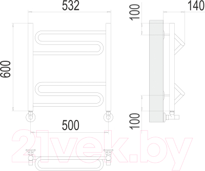 Полотенцесушитель водяной Terminus Юпитер П6 500x600