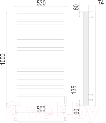 Полотенцесушитель электрический Terminus Ното П12 500x1000