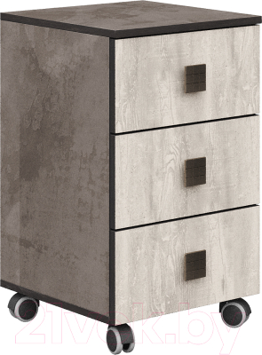 Тумба Мебель-КМК 3Я Лондон 0467.4 (оникс/бетон пайн светлый) - фото