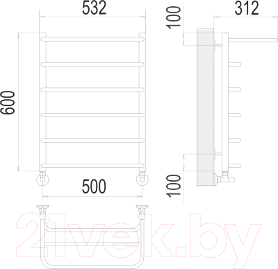 Полотенцесушитель водяной Terminus Полка П6 500x600