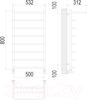 Полотенцесушитель водяной Terminus Полка П8 500x800