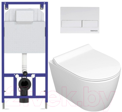 Унитаз подвесной с инсталляцией Керамин Трент R + 525 040000 + L4 040014 - фото