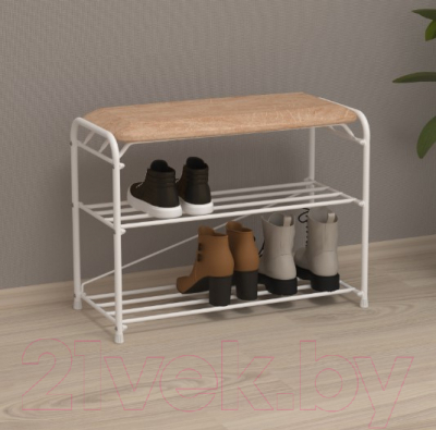 Полка для обуви ЗМИ Альфа 23 с сиденьем / ПДОА 23С (белый)