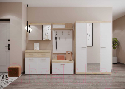 Тумба в прихожую Памир Соната ОС-800 (сонома/белый глянец)