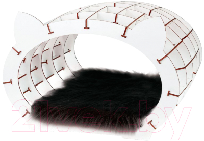 Домик для животных EWA Кошкин дом (белый/черный мех) - фото