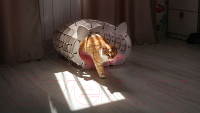 Домик для животных EWA Кошкин дом (белый/розовый мех)