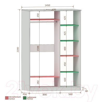Шкаф-купе Кортекс-мебель Лагуна ШК02-02 (дуб монтерей)