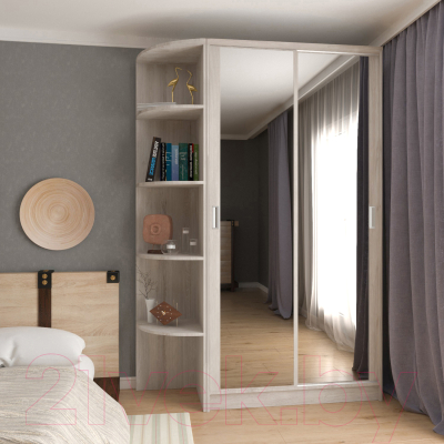 Шкаф-купе Кортекс-мебель Лагуна ШК04-02 (дуб монтерей, левая консоль)