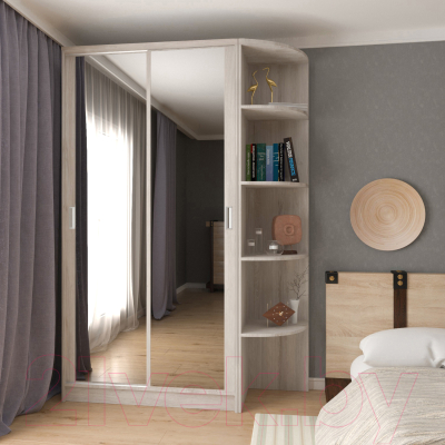 Шкаф-купе Кортекс-мебель Лагуна ШК04-02 (дуб монтерей, правая консоль)