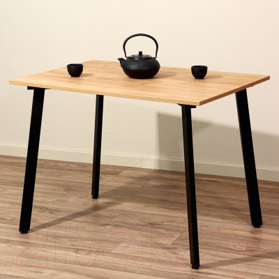 Обеденный стол Millwood Шанхай Л18 130x80 (дуб золотой Craft/металл черный)