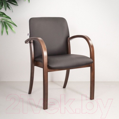 Стул офисный Белс Jack Arm V / 450662-35/V3 (кожзам темно-коричневый/темный орех)