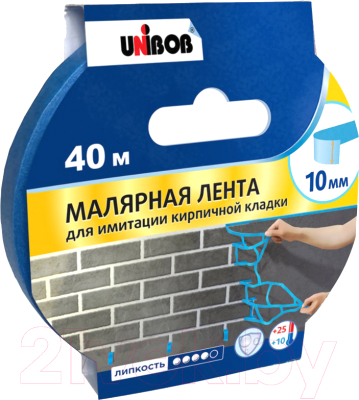 Лента малярная Unibob 10ммx40м Имитация кладки / 93764