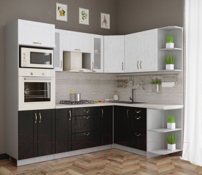 Готовая кухня Интерлиния Мила Крафт 1.68x2.4 правая