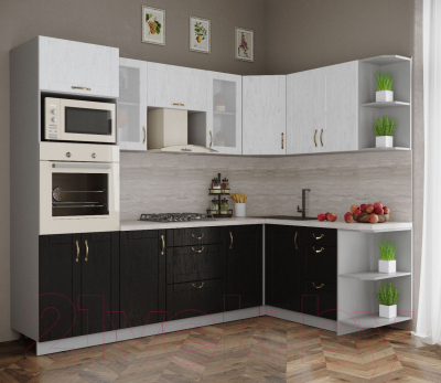 Готовая кухня Интерлиния Мила Крафт 1.68x2.6 правая
