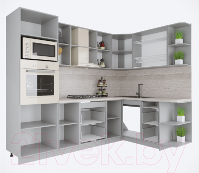 Готовая кухня Интерлиния Мила Крафт 1.68x2.6 правая