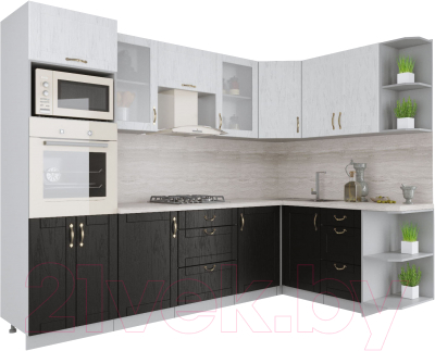 Готовая кухня Интерлиния Мила Крафт 1.68x2.8 правая - фото