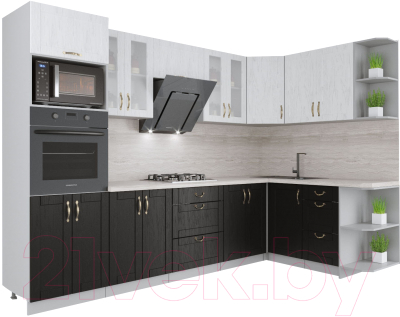Готовая кухня Интерлиния Мила Крафт 1.68x3.0 правая - фото
