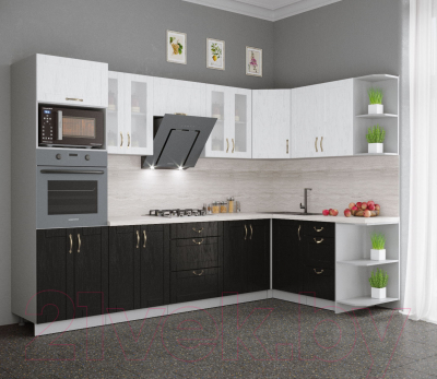 Готовая кухня Интерлиния Мила Крафт 1.68x3.0 правая