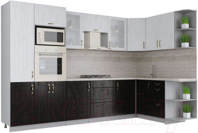 Готовая кухня Интерлиния Мила Крафт 1.68x3.2 правая - фото