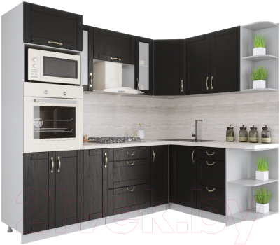 Готовая кухня Интерлиния Мила Крафт 1.68x2.4 правая - фото