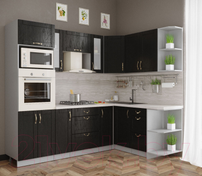 Готовая кухня Интерлиния Мила Крафт 1.68x2.4 правая