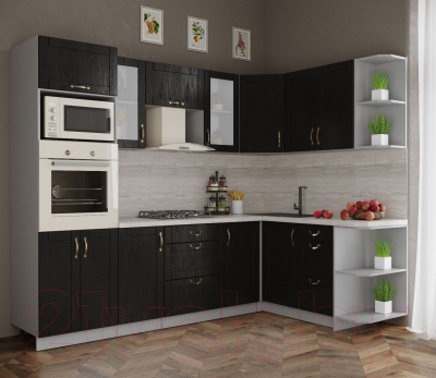 Готовая кухня Интерлиния Мила Крафт 1.68x2.6 правая