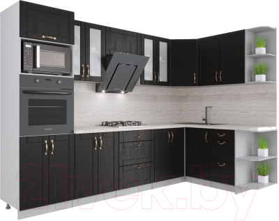 Готовая кухня Интерлиния Мила Крафт 1.68x3.0 правая - фото