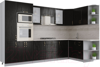 Готовая кухня Интерлиния Мила Крафт 1.68x3.2 правая - фото