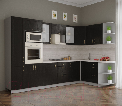 Готовая кухня Интерлиния Мила Крафт 1.68x3.2 правая