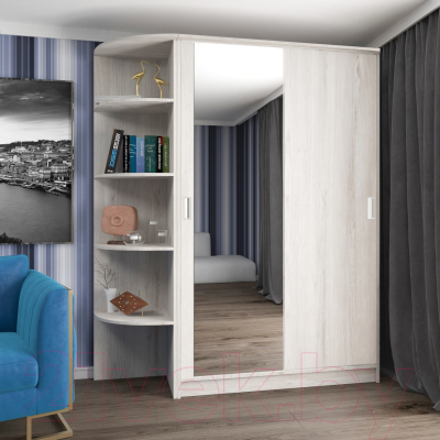 Шкаф-купе Кортекс-мебель Лагуна ШК05-01 (дуб монтерей, левая консоль)