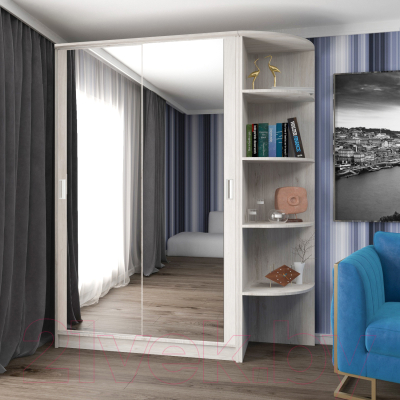 Шкаф-купе Кортекс-мебель Лагуна ШК05-02 (дуб монтерей, правая консоль)