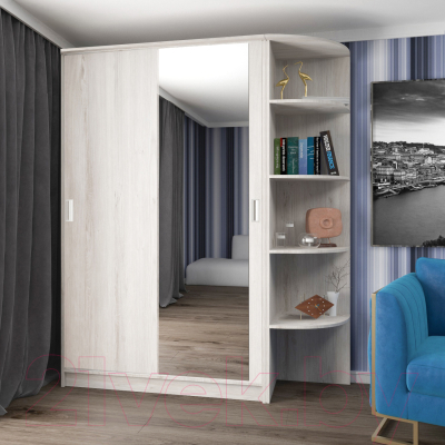 Шкаф-купе Кортекс-мебель Лагуна ШК05-01 (дуб монтерей, правая консоль)