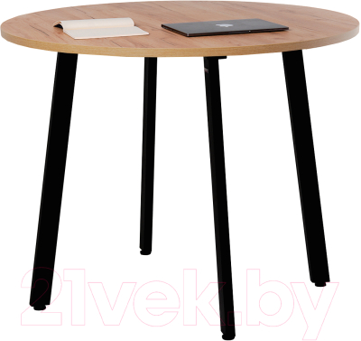 Обеденный стол Millwood Шанхай Л18 d90 (дуб золотой Craft/металл черный) - фото