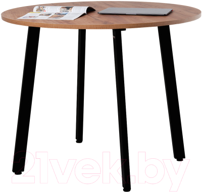 Обеденный стол Millwood Шанхай Л18 d90 (дуб табачный Craft/металл черный) - фото