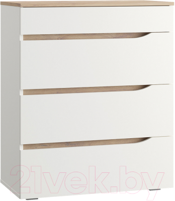 Комод Mobi Муссон 13.97 (белый PE шагрень/дуб эндгрейн элегантный) - фото