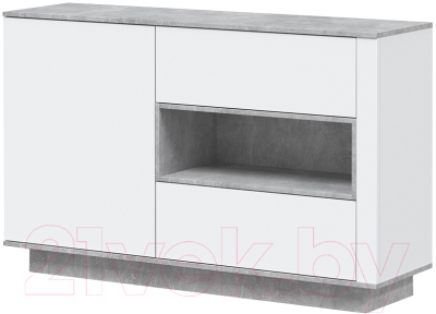 Тумба Интерлиния Quartz QZ-Т1Д2Ш (белый платинум/бетон) - фото