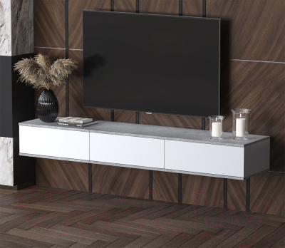 Тумба Интерлиния Quartz QZ-Т3Ш (белый платинум/бетон)