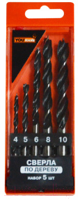 Набор сверл Yourtools По дереву 4/5/6/8/10мм - фото