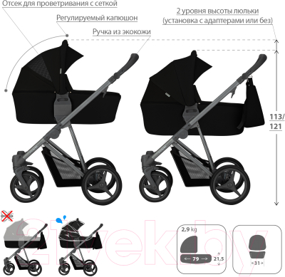 Детская универсальная коляска Bebetto Flavio 2 в 1 графитовая рама