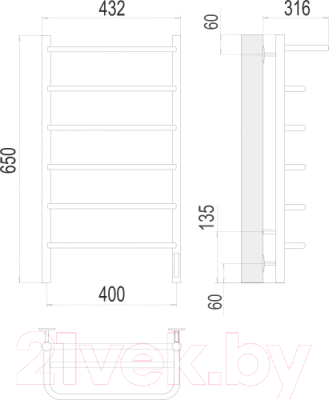 Полотенцесушитель электрический Terminus Полка П6 400x650