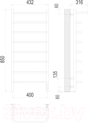 Полотенцесушитель электрический Terminus Полка П8 400x850